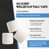 Oly Grip Weightlifting Tape, Stretch Sports Tape for Wrist and Hand Use, 6 Rolls, White