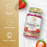 Solgar Vitamin D3 Gummies for Adults 5,000IU Ultra Potency Vitamin Immune System Support for Women & Men - Tasty Strawberry Flavor, Gluten & Gelatin Free Gummy, 2 Month Supply, 60 Servings, 2g Sugar