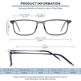 Superior Extremely Light Progressive Multifocus Reading Glasses Men, Skyoak Aluminum Arm TR90 Frame Blue Light Blocking Multifocal Computer Readers Spring Hinge No Line (for Mid-Near Range approx 3ft) (2.25)