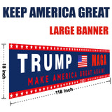 Trump Maga 2024 For President Campaign Large Banner Sign Flag with Brass Grommets,Pro Trump Save America Outdoor Sign House Banner Yard Lawn Decoration 98X18''