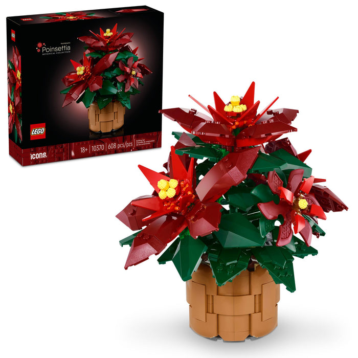 LEGO Icons Poinsettia Building Sets for Adults - Artificial Flowers for Decoration - Christmas Flowers for Table Centerpiece - 10370