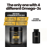 Nutriissa Omega 3 - Full Spectrum - 180 Count - High Concentrate Formula Fish Oil, Krill Oil, Cod Oil, Salmon Oil - Advanced Blend