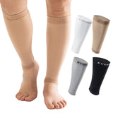 EVOPLECI 20-30mmHg Black Calf Compression Sleeve Men and Women Wide Calf Sleeve Brace Compression Socks for Leg Support Shin Splint Pain Relief (Skin, Medium)