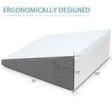 Wedge Pillow with Foam Top for Sleeping,Reading and Rest, 12 Inch Elevated Support Triangle Bed Pillow for Legs and Back Support with Washable Cover