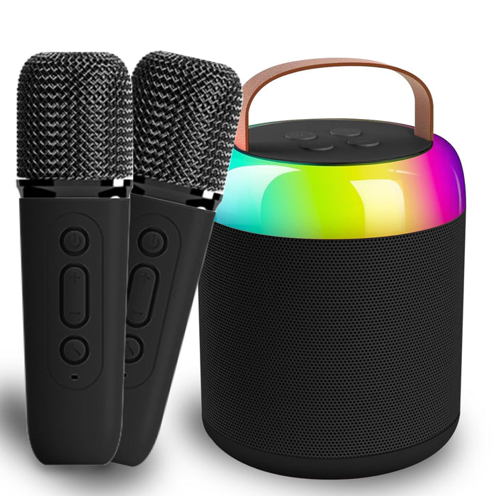 Karaoke Machine for Kids, Mini Portable Bluetooth Karaoke Speaker with 2 Wireless Mics and LED Lights for Kids Adults, Christmas Birthday Gifts Toys for Girls Boys Family Home Party