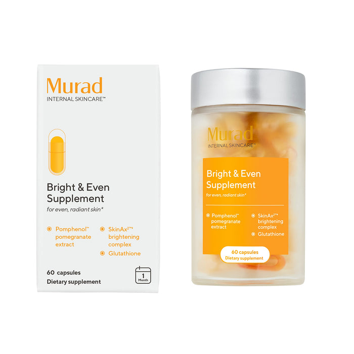 Murad Bright & Even Supplement for Radiant, Glowing Skin – Pure Pomegranate Extract & Glutathione – Antioxidant Protection, Reduces Dark Spots at the Cellular Level, 60 Capsules - 30-Day Supply