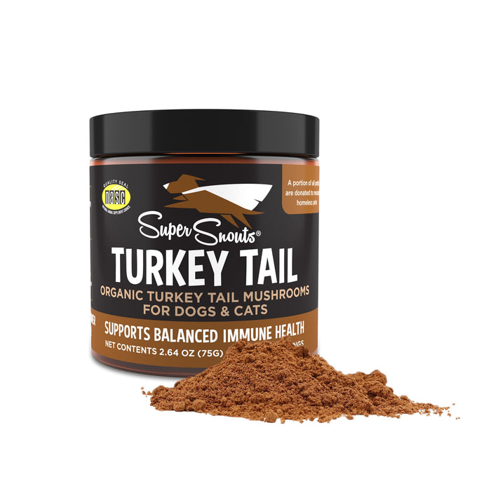 Super Snouts Turkey Tail Mushroom Supplement Powder for Dogs & Cats (2.64 oz) - Organic, Made in USA Antioxidant & Inflammation Support, Immune Support