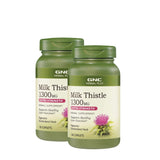 GNC Herbal Plus Milk Thistle 1300mg, Twin Pack, 120 Caplets per Bottle, Supports Healthy Liver Function