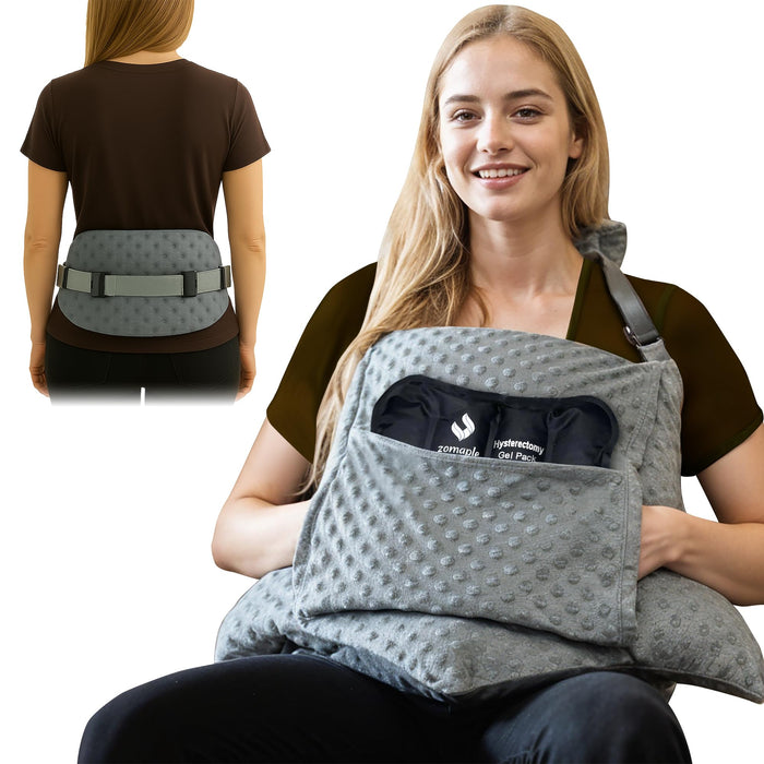 Abdominal Surgery Pillow for Post Hysterectomy & C Section with Gel Pack & Pockets - After Hysterectomy Recovery Must Haves Gifts - Super Soft Pillow for Abdomen and Seatbelt Protection Comfort Items