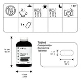 Vitamin C 1000 mg (Ascorbic Acid), 240 Vegan Tablets (Supply for 8 Months), Reduces Fatigue, Protects Cells from Oxidative Stress and Improves the Immune System