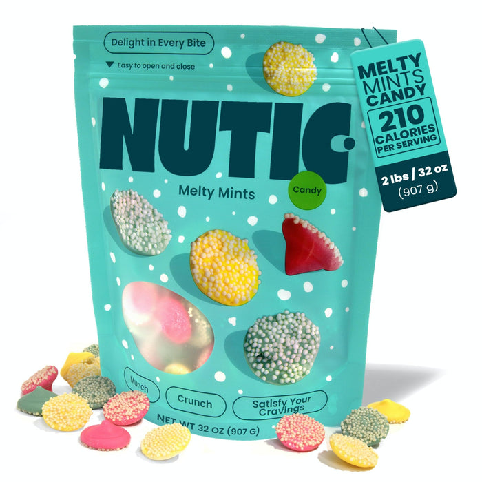 Nutic Smooth and Melty Mints Nonpareils Candy - 2LB, Pastel Mint Delights for Holidays & Birthdays, Dutch and Chocolate Mint Treats - Ideal for Weddings, Parties, Made in USA - (Pack of 1)