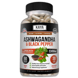 KAYA NATURALS Organic Ashwagandha Capsules Extra Strength - Stress Relief Formula, Natural Mood Support 60 Capsules