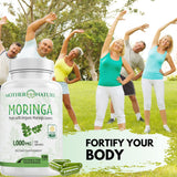Moringa Capsules 1000mg, from Organic Certified Moringa Leaves Powder - Greens Superfood Supplement - Energy, Focus, Lactation Support, Vitamin C for Immune Support - Vegan, Non-GMO (120 Count)