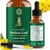 Mullein Leaf Extract: Mullein Extract for Lungs - Lung Cleanse - Mullein Tincture - Mullein Drops for Lungs - Respiratory Health Support - Healthy Breathing - Non-GMO - Vegetarian - 1 Month Supply