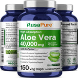 NusaPure Aloe Vera 40,000mg Per Veggie Caps - 150 Count - Aloe Vera Gel Supplement - Extract 200:1, Vegetarian, Gluten Free, Non-GMO, Bioperine