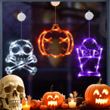 LOLStar Halloween Decorations 3 Pack Orange Pumpkin, White Skull, Purple Tombstone Halloween Window Lights with Suction Cup, Battery Operated Halloween Lights with Slow Fade Mode and Timer Function