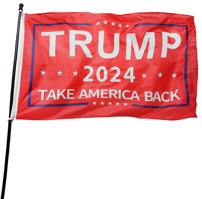 DANF Donald Trump for President 2024 Take America Back Flag Red 3x5 Foot with Grommets