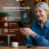 Vivtone Xpure Bluetooth Hearing Aids with Phone Call & Music Streaming Function, Rechargeable OTC Hearing Aids for Seniors Adults, Receiver-in-Canal Digital Devices with Noise Cancelling, Silver