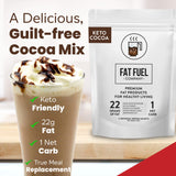 Fat Fuel Company - Instant Keto Cocoa, Made with Organic Cocoa Powder, Stir Cocoa Chocolate Powder with Hot or Cold Water, Low Carb Cocoa Drink, 15 Servings