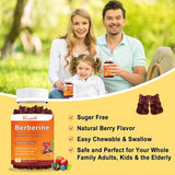 Vazatisi Berberine Gummies Sugar Free, Orgainc Berberine HCL 1500mg with Ceylon Cinnamons,Magnesium Citrate, Milk Thistle Supplement for Adult & Kids