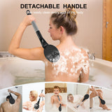 Back Scrubber Anti Slip for Shower, 21.7” Detachable Back Bath Brush for Shower, Back Scrubber, Exfoliation and Improved Skin Health for Elderly with Limited Arm Movement, Disabled (21.7” Black)