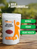 BulkSupplements.com Red Yeast Rice Extract Powder - Red Yeast Rice Supplement, Red Yeast Rice 600 mg - Herbal Supplement, Gluten Free, 600mg per Serving, 500g (1.1 lbs) (Pack of 1)