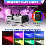 TCFUNDY Fog Machine with Lights, 1500W Smoke Machine RGB 9 LED Lights for DJ Halloween Wedding Party Stage with Remote Control…