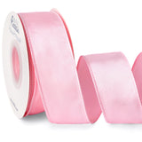 Ribbli Light Pink Satin Wired Ribbon 1.5 Inch Pink Christmas Ribbon for Gift Wrapping Wreaths Garland Tree Decoration Crafts Home Decor-Continous 20 Yards