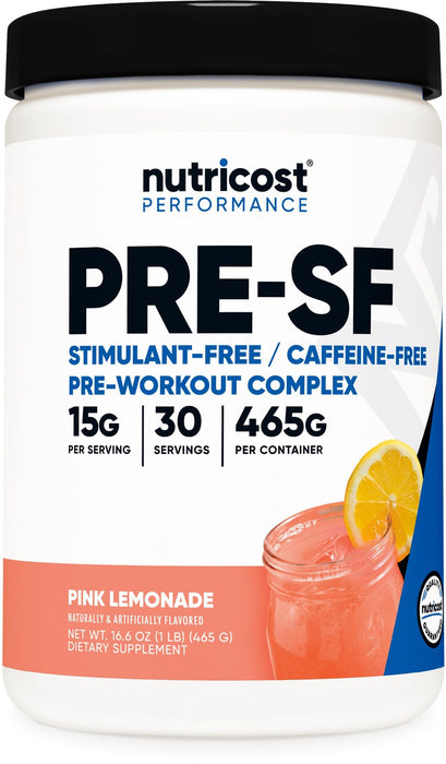 Nutricost Stim-Free Pre-Workout, 30 Servings (Pink Lemonade) - Caffeine Free, Stimulant Free, Non-GMO, Gluten Free