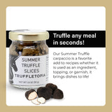 Truffletopia | Summer Truffle Slices | Black Truffle Carpaccio made of Real Italian Truffles | Luxury Topping or Gourmet | Ready to Eat | Alternative to Fresh Truffles | 1.8 Oz