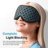 LitBear Breathable Sleep Mask, 3D Eye Mak Sleep for Side Sleepers Women Men, Light Blocking Sleeping Mask with Adjustable Strap, Soft Lightweight Eye Cover for Travel, Night Work, Nap -Ice Blue