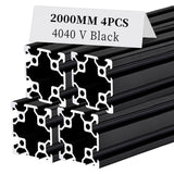 4pcs 78.74 inch 2000mm 4040 V Slot Aluminum Extrusion Profile European Standard Anodized Black Extruded Linear Rail Guide Frame for 3D Printer Laser Engraving Machine CNC Workbench DIY BELLA BAYS