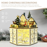 Irieiply Large Christmas Wooden Musical Advent Calendar with LED Decoration Reindeer Cabin and Christmas Tree, Empty Calendar Countdown to Christmas Table Decor, Round Village