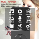 Mp3 Player,RUIZU X02 16GB Ultra Slim Music Player,Long Battery Life Mp3 with FM Radio, Voice Recorder, Video Play, Text Reading, 80 Hours Playback and Expandable Up to 128 GB (Black)