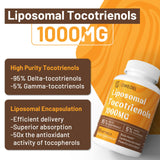 Liposomal Tocotrienols 1000mg - High Bioavailability Vitamin E Tocotrienols Supplements,95% Delta & 5% Gamma Tocotrienol Capsules Support Cardiovascular,Skin,Bone,Antioxidant,60 Softgels