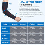 MGANG Lymphedema Compression Arm Sleeve for Women Men, Opaque, 15-20 mmHg Compression Full Arm Support with Silicone Band, Relieve Swelling, Edema, Post Surgery Recovery, Single White S