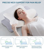 FAIORD Cervical Pillow for Neck Pain Relief Ergonomic Contour Memory Foam Pillows for Sleeping with Washable Pillowcase, Orthopedic Neck Support Pillow for Side Back Stomach Sleeper, JK79-XQ, Gray