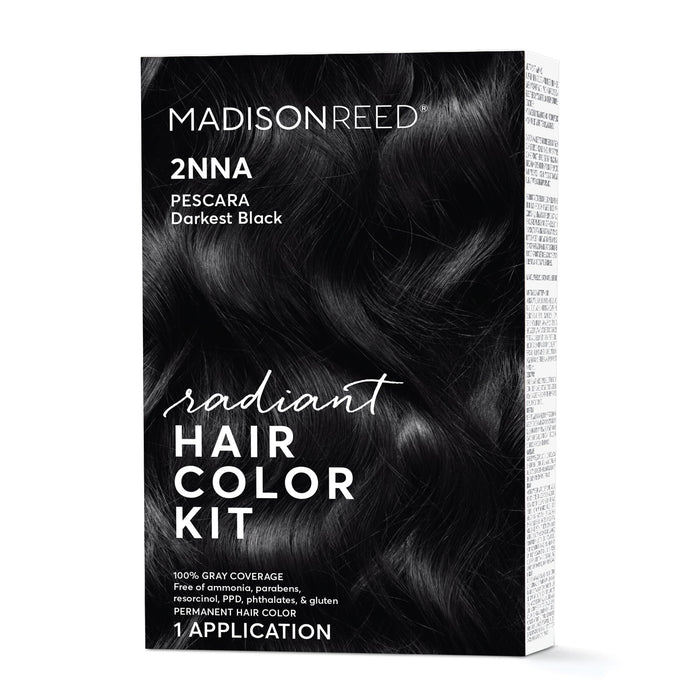 Madison Reed Radiant Hair Color Kit, Blackest Black for 100% Gray Coverage, Ammonia-Free, 2NNA Pescara Black, Permanent Hair Dye, Pack of 1