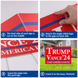 Probsin Trump Vance 2024 Yard Sign Double Sided 16" x 24" Trump Vance'24 Take America Back MAGA Signs Voted for Trump Vance Outdoor Decorations for Lawn, Garden, Window, Party Supplies (Red)