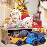 Aigitoy Toddler Car Toys for 3 4 5 Year Old, BPA Free, Phthalates Free, PVC, Dump Truck, Mixer Cement, Easter Basket Christmas Birthday Gifts for 3 4 5 Year Boy Girl.