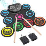 Sboet Electronic Drum Set, 9-Drum Practice Pad with Headphone Jack, Roll-up Drum Kit Machine with Built-in Speaker Drum Pedals and Sticks 10 Hours Playtime, Great Christmas Holiday Gifts for Kids