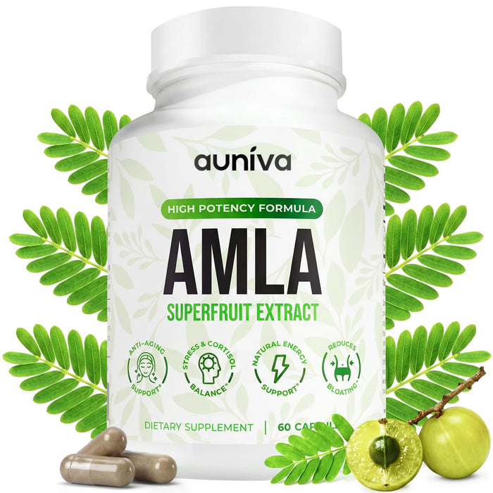 auniva Amla Capsules 1000mg – Indian Gooseberry Amla Fruit Supplement – Amla Powder for Antioxidant, Energy & Digestive Support – Ayurvedic Wellness Formula – 60 Capsules
