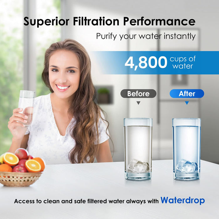 Waterdrop MWF Refrigerator Water Filter, Replacement for GE® Smart Water MWF, MWFINT, MWFP, MWFA, GWF, HDX FMG-1, GSE25GSHECSS, WFC1201, RWF1060, 197D6321P006, 1 Filter