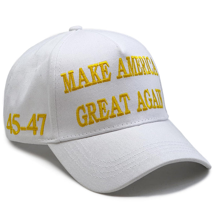 Trump 2024 45-47 MAGA Hat Make America Great Again Donald Trump Slogan with USA Flag Baseball Cap (2pcs White MAGA Hat)