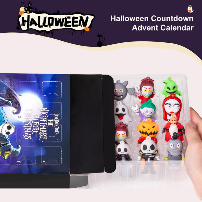 Halloween Advent Calendar 2024,Nightmare Before Christmas Advent Calendar,with 24 Classic Collectible Figures, Halloween Countdown Advent Calendar,Advent Calendar 2024 Kids Gifts Boys Teen Adults