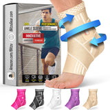 BLITZU Ankle Brace With Adjustable Compression Support Strap for Achilles Tendonitis, Joint Pain Relief. Ankle Wrap for Women & Men. Sprained Ankle Protectors Sleeve for Heel Pain Foot Arch Nude M