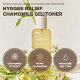 HYGGEE Relief Chamomile Gel Toner - Gentle Soothing Moisturizer - Cooling & Moisturizing for Heated and Sensitive Skin - Hypoallergenic Refreshing Gel Formula, 6.76 fl.oz.