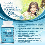 Premium Multi Collagen Peptides (Types I, II, II, V, X) - Collagen Pills for Skin Care, Hair Growth, Nails & Joints - Vitamin C, Hyaluronic Acid, Biotin, Gluten Free - 120 Collagen Capsules