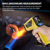 Infrared Thermometer - MESTEK Digital IR Laser Thermometer -58°F~1472°F Heat Temperature Gun with Adjustable Emissivity & Max Value, Non-Contact Surface Thermometer for Cooking, Freezer, Engine, HVAC