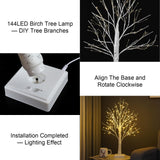 144 LED Artificial Tree Lamp with Timer, DIY Birch Tree with LED Lights, Lighted up Tree Lamp USB/Battery Powered, Fairy Light Spirit Tree for Table Home Wedding Bedroom Christmas (Warm White)